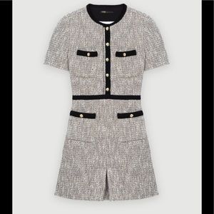 Maje - TWEED-STYLE DRESS WITH CONTRAST DETAILS